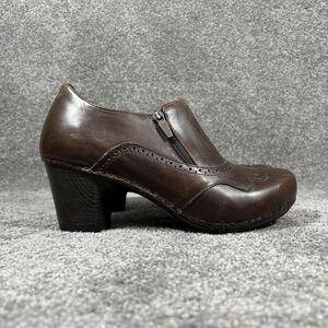 Dansko Nancy Women’s Size 40 US 9.5 Brown Suede Clogs Heels Comfort Zip Shoes
